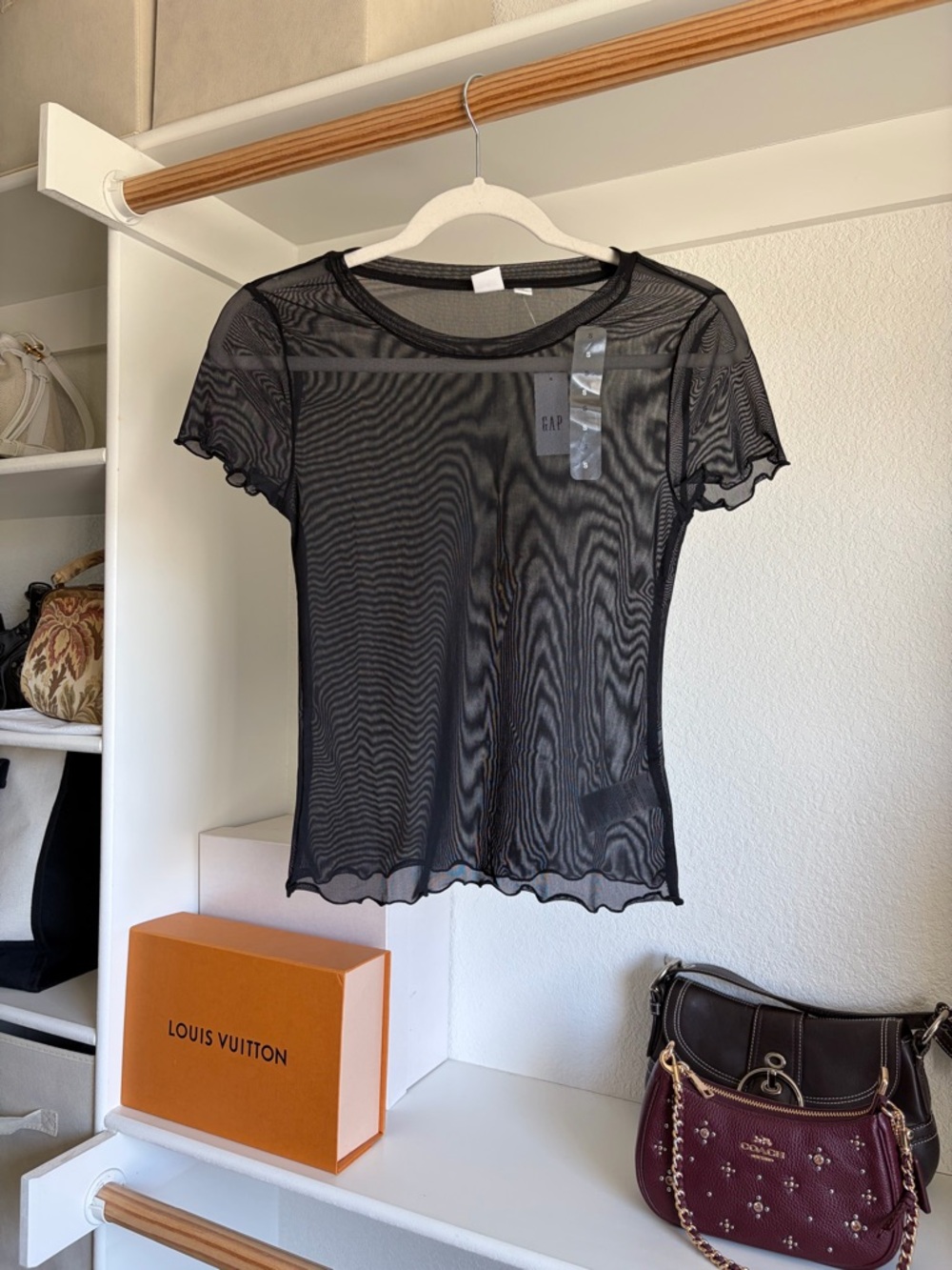 GAP Black Sheer Mesh Short-Sleeve Tee